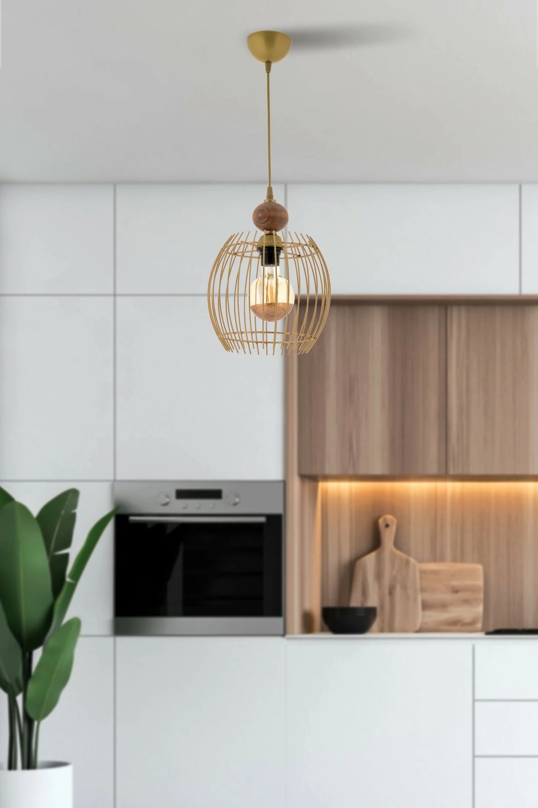 Llambë tavani Opviq, Lillian, dru, ngjyrë ari, natyrale