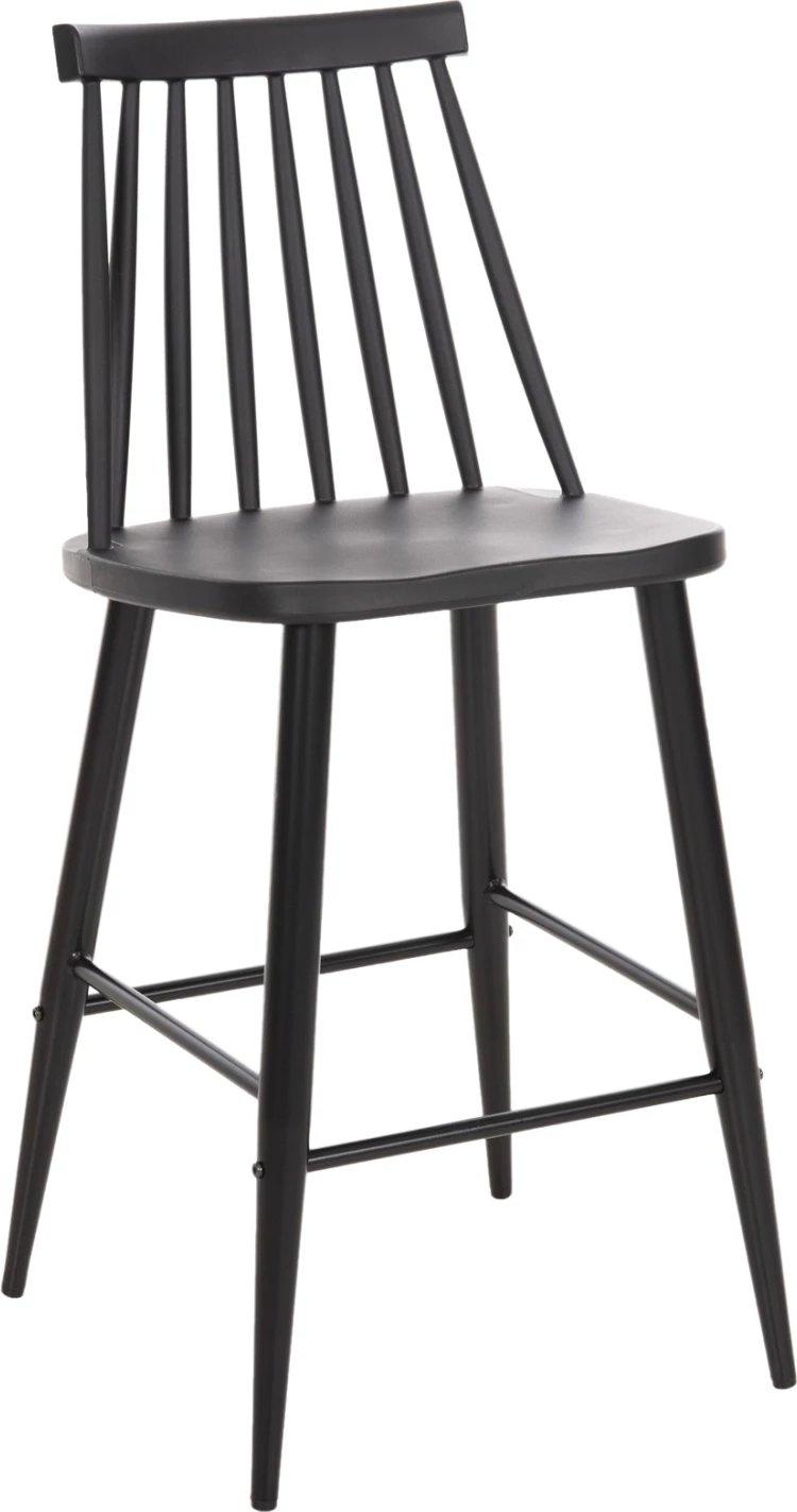 Karrige për bar mesatare VANESSA FH9300.12 polipropilen & metalike, e zezë, 45,5x46x97H cm., set prej 2 copë