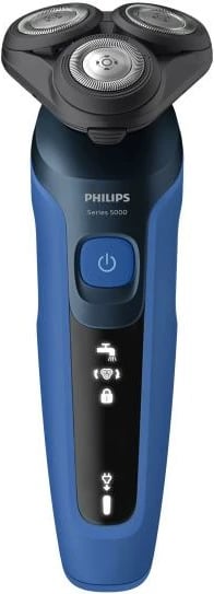 Makinë rroje, Philips, Series 5000 S5466/17, kokë plotësisht fleksibile, kapje ergonomike, hapje One‑touch, blu/zezë