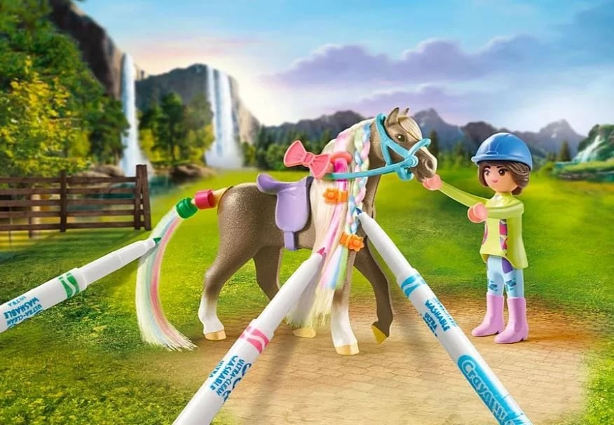 Set kreativ Playmobil Horses of Waterfall 71640 me kalë dhe 3 markera, 19 pjesë