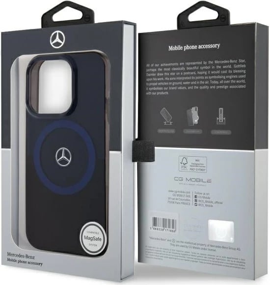 Mbështjellës Mercedes MB Double Layer BiColor MagSafe për iPhone 16 Pro Max, Blu