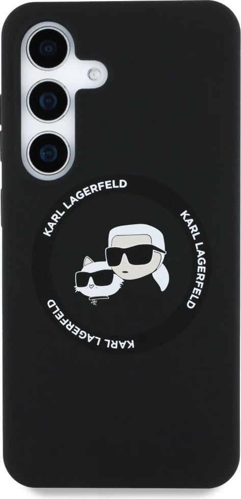 Mbështjellës Karl Lagerfeld Silicone Double Heads And Circle MagSafe për Samsung Galaxy S25 Plus, i zi
