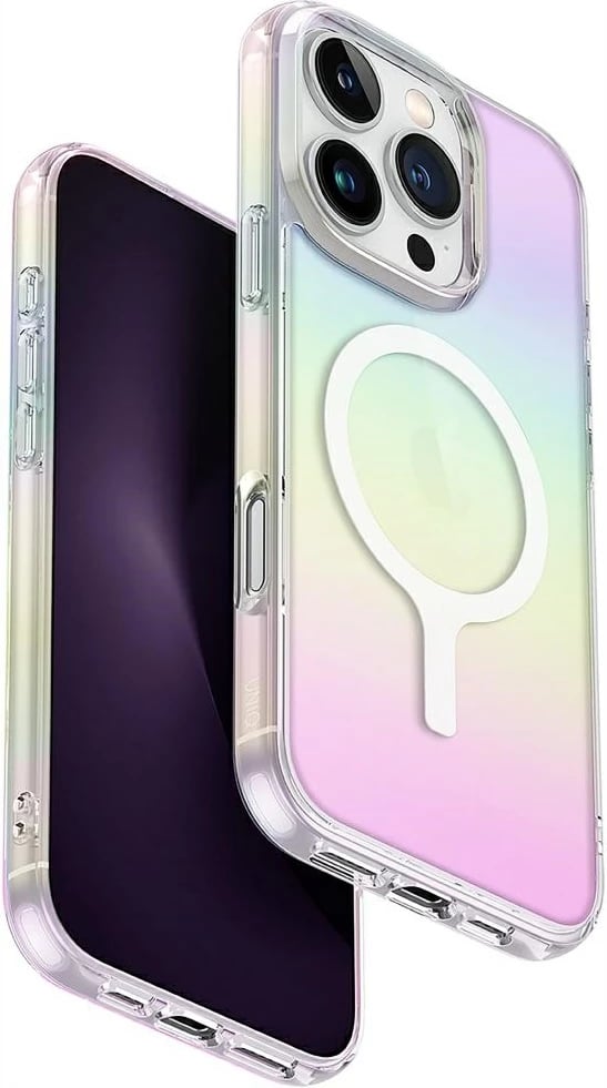 Mbështjellës UNIQ Iridescia Magclick Charging për iPhone 16 Pro, shumëngjyrëshe