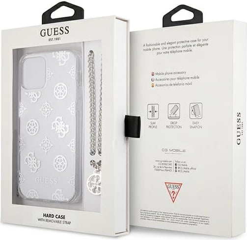 Mbështjellës Guess Peony Chain për iPhone 12 Pro Max 6.7", argjendtë Mbështjellës Guess Peony Chain për iPhone 12 Pro Max 6.7", argjendtë