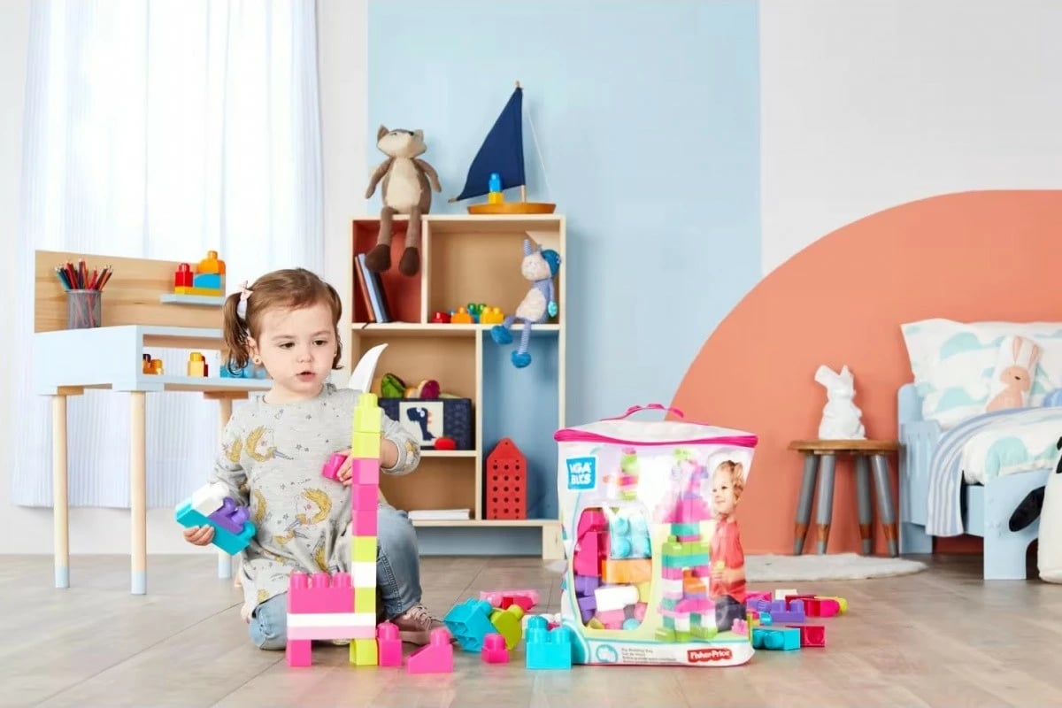 Set blloqe ndërtimi Mega Bloks First Builders, 60 copë, rozë