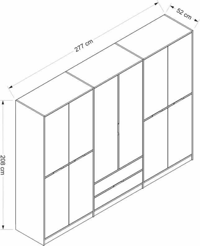 Dollap i madh për rroba, ngjyrë dore, Hanah Home Elina, 277x208x52 cm