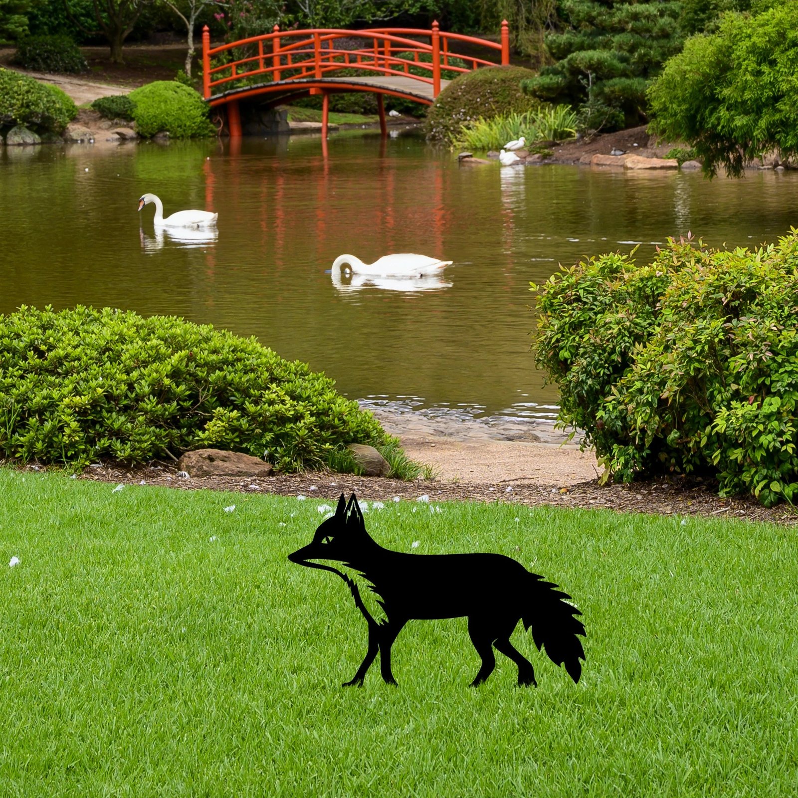 Objekt dekorativ për kopsht, dhelpër, Aberto Design, ngjyrë e zezë, 48x50cm