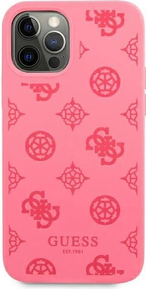 Mbështjellës Guess Peony Collection për iPhone 12 Pro Max 6.7", silikon, fuchsia