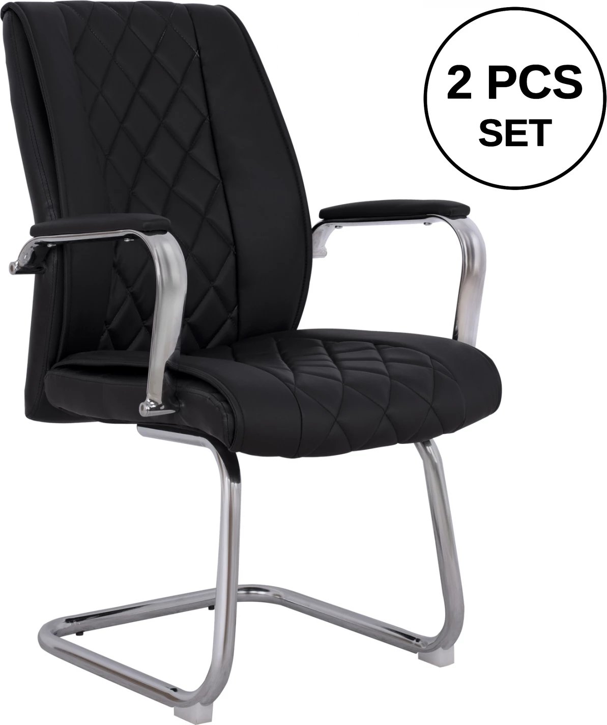 Karrige për zyre konferencash FH1105.01, set prej 2 copë, e zezë