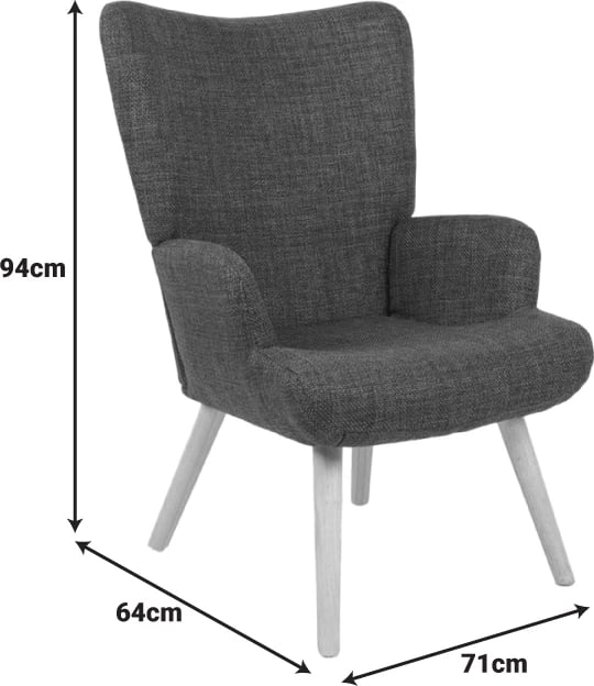 Fotel Gerlina, material mente, këmbë ngjyrë natyrale, 71x64x94cm