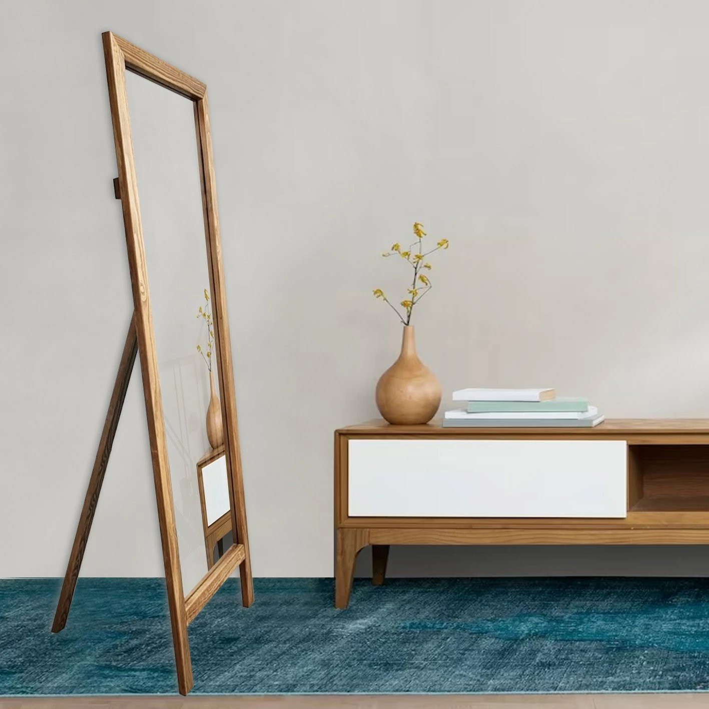 Pasqyrë e gjatë Cheval, kornizë druri, 45x145cm