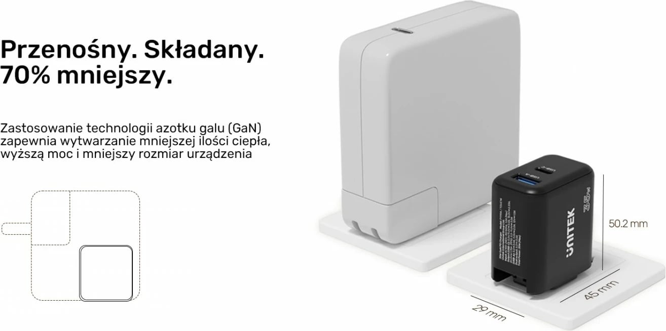 Karikues Unitek GaN PD 35W USB-C + USB-A, i zi Karikues Unitek GaN PD 35W USB-C + USB-A, i zi