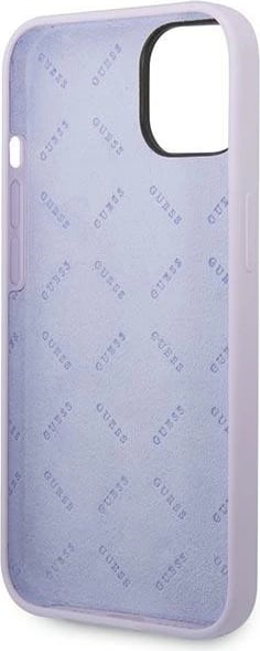 Mbështjellës Guess GUHCP14SSLSMU për iPhone 14 6.1", silikon, Vintage Gold Logo, vjollcë
