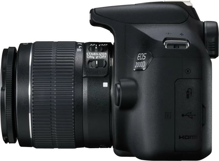 Aparat fotografik DSLR, Canon EOS 2000D 24.1MP, video Full HD, Wi‑Fi NFC, kit 18-55mm, e zezë