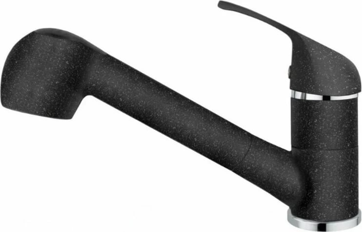 Rubinet kuzhine PYRAMIS Fido Granit 090920138, dorezë tërheqëse, i zi me pika