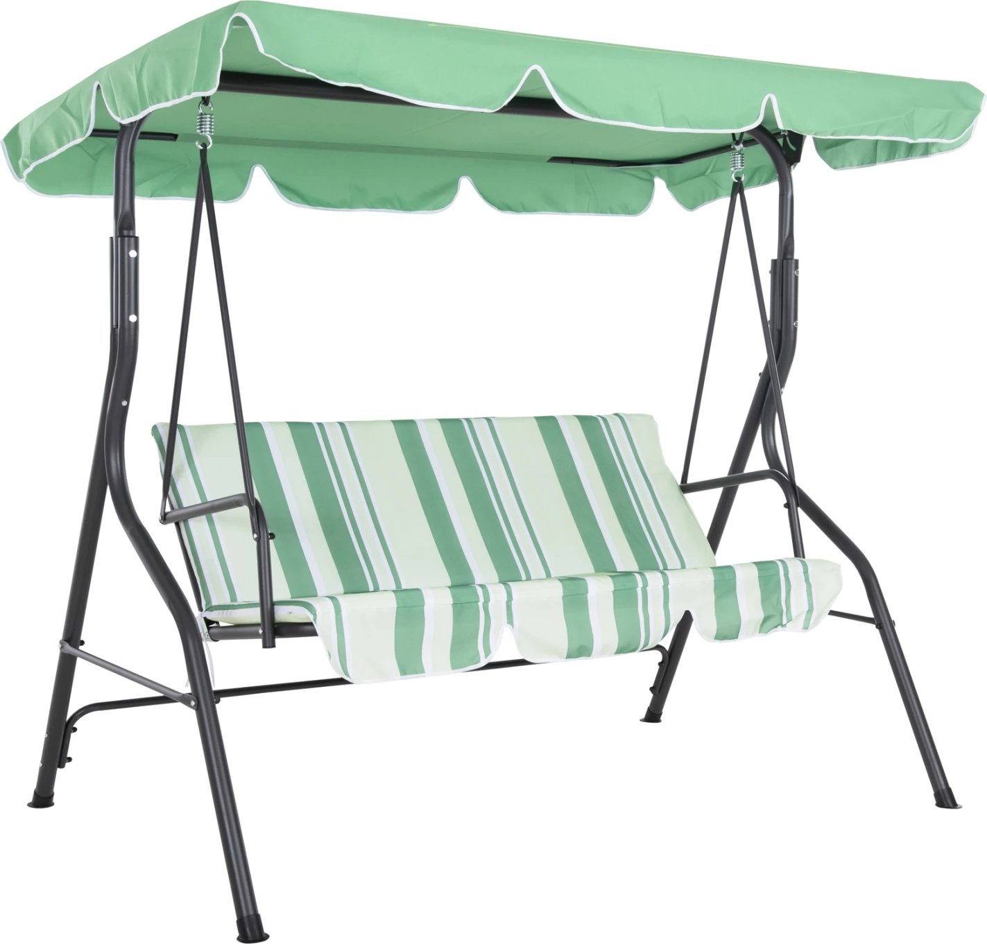 Luhatëse për verandë 3-vendëshe me mbrojtje dielli LIKID FH5979.03 metal gri - pëlhurë jeshile 170x110x153H cm