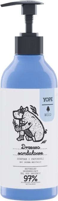 Xhel dushi për burra Yope Sandalwood Saffron dhe Patchouli 400ml