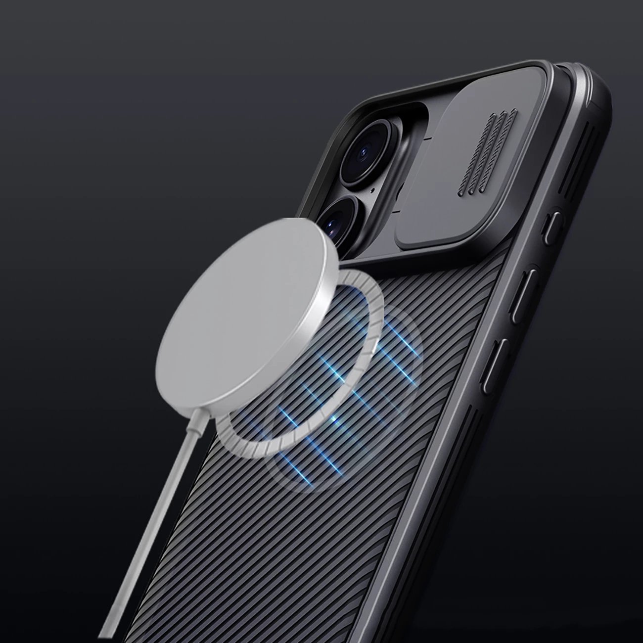 Mbështjellës Nillkin CamShield Pro Magnetic për iPhone 16, i zi Mbështjellës Nillkin CamShield Pro Magnetic për iPhone 16, i zi