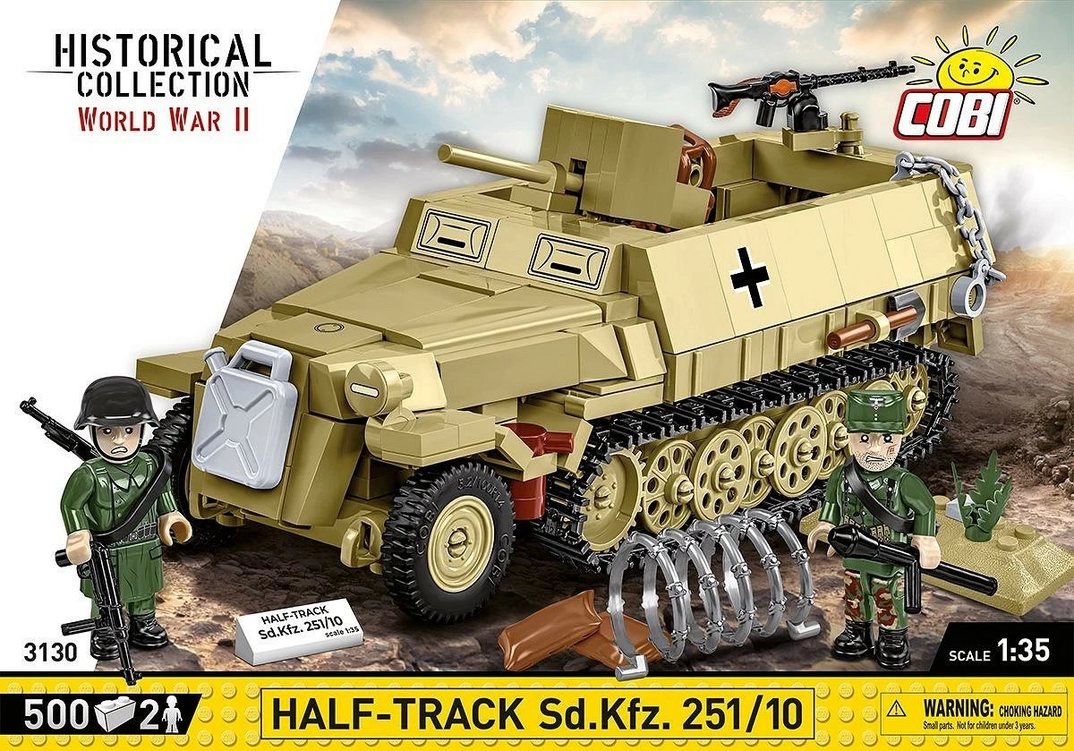 Set blloqesh Cobi Klocki Half-Track Sd.Kfz.251, 500 pjesë, me figurina, bezhë