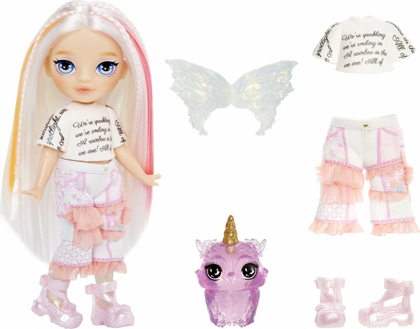 Kukull Rainbow High Littles Fantasy Fairies Opal me kafshë magjike, 15 cm, për vajza