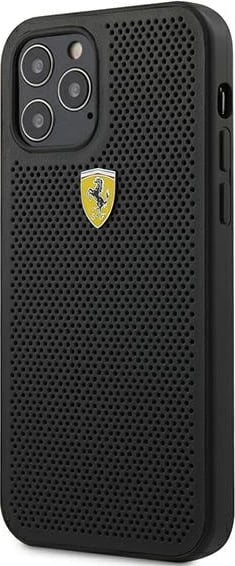 Mbështjellës Ferrari FESPEHCP12MBK për iPhone 12/12 Pro 6.1", i zi, hardcase On Track Perforated