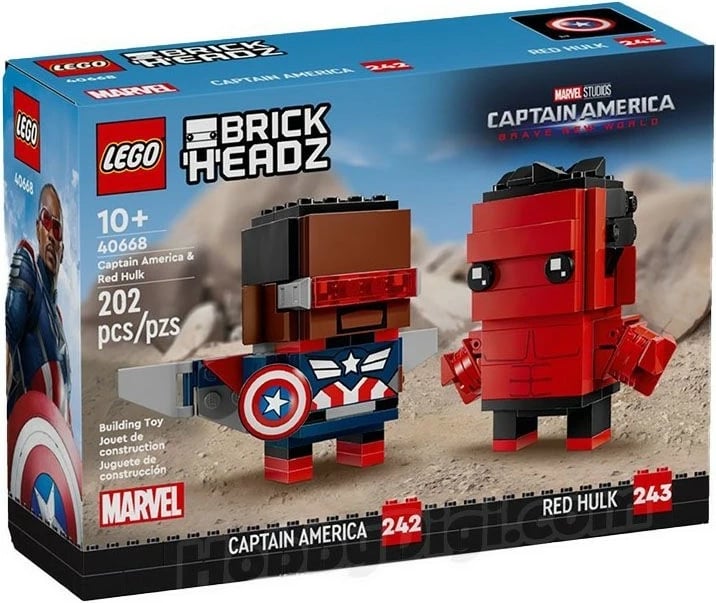 Set ndërtimi LEGO BrickHeadz 40668 Captain America & Red Hulk 202 pjesë 10+ set me 2 figura