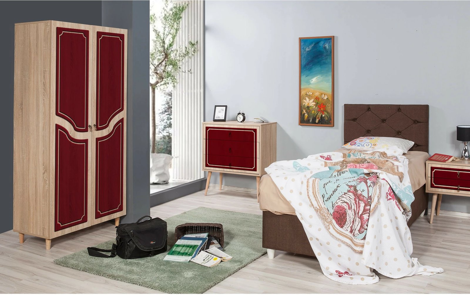 Dollap garderobe Skye Decor, stil modern, ngjyrë lisi Sonoma, 90x192x52 cm