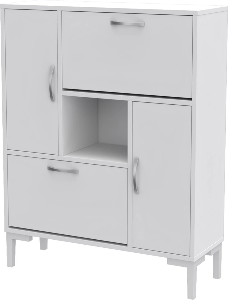 Dollap për këpuca MEDY, melaminë e bardhë, këmbë të bardha, FH18187.03, 86.5x30x109cm