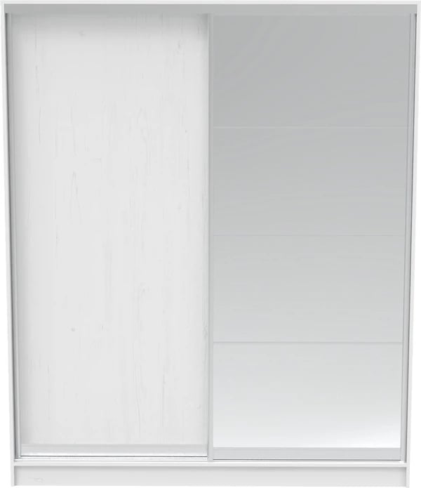 Dollap rrëshqitës me pasqyrë, ngjyrë e bardhë, 180x60x220cm