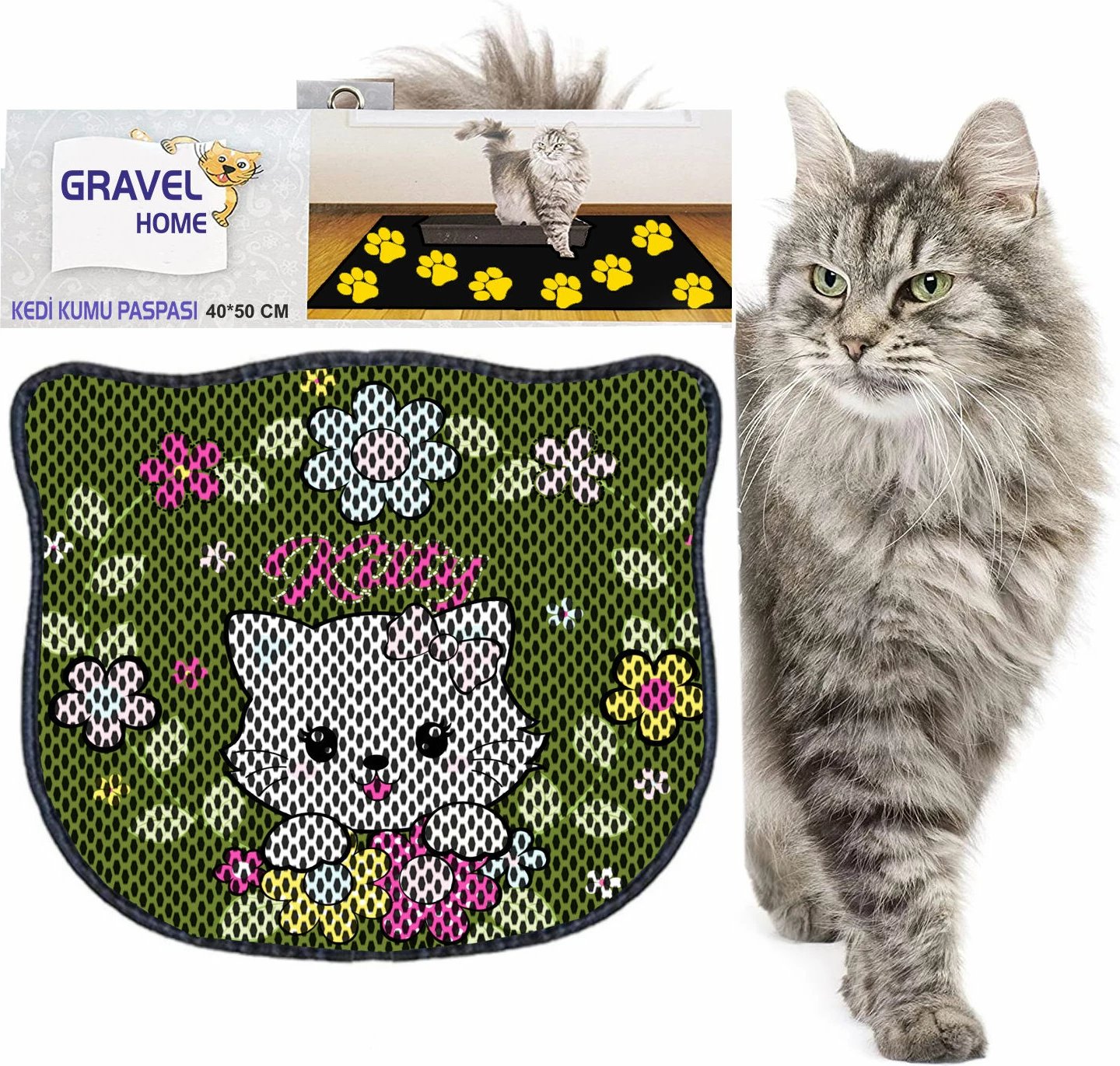 Tapet për rërë mace, shumëngjyrësh, Paws & Whiskers, Kdkafa0071, 40x50cm