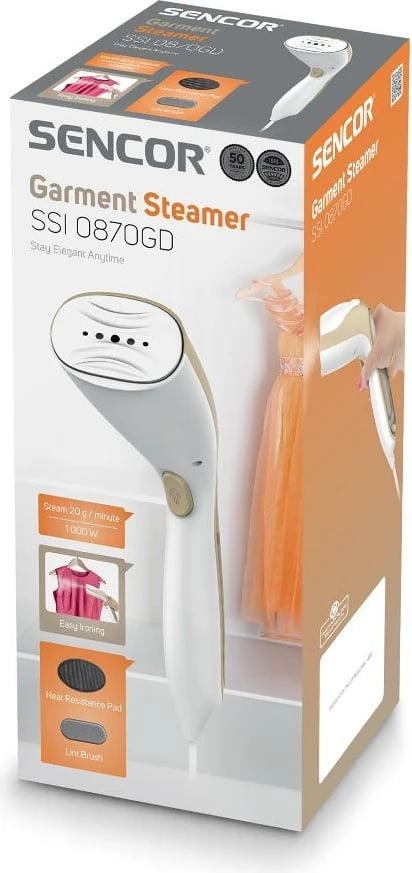 Hekur me avull Sencor SSI 0870GD, 1,000W e bardhë / artë Hekur me avull Sencor SSI 0870GD, 1,000W e bardhë / artë