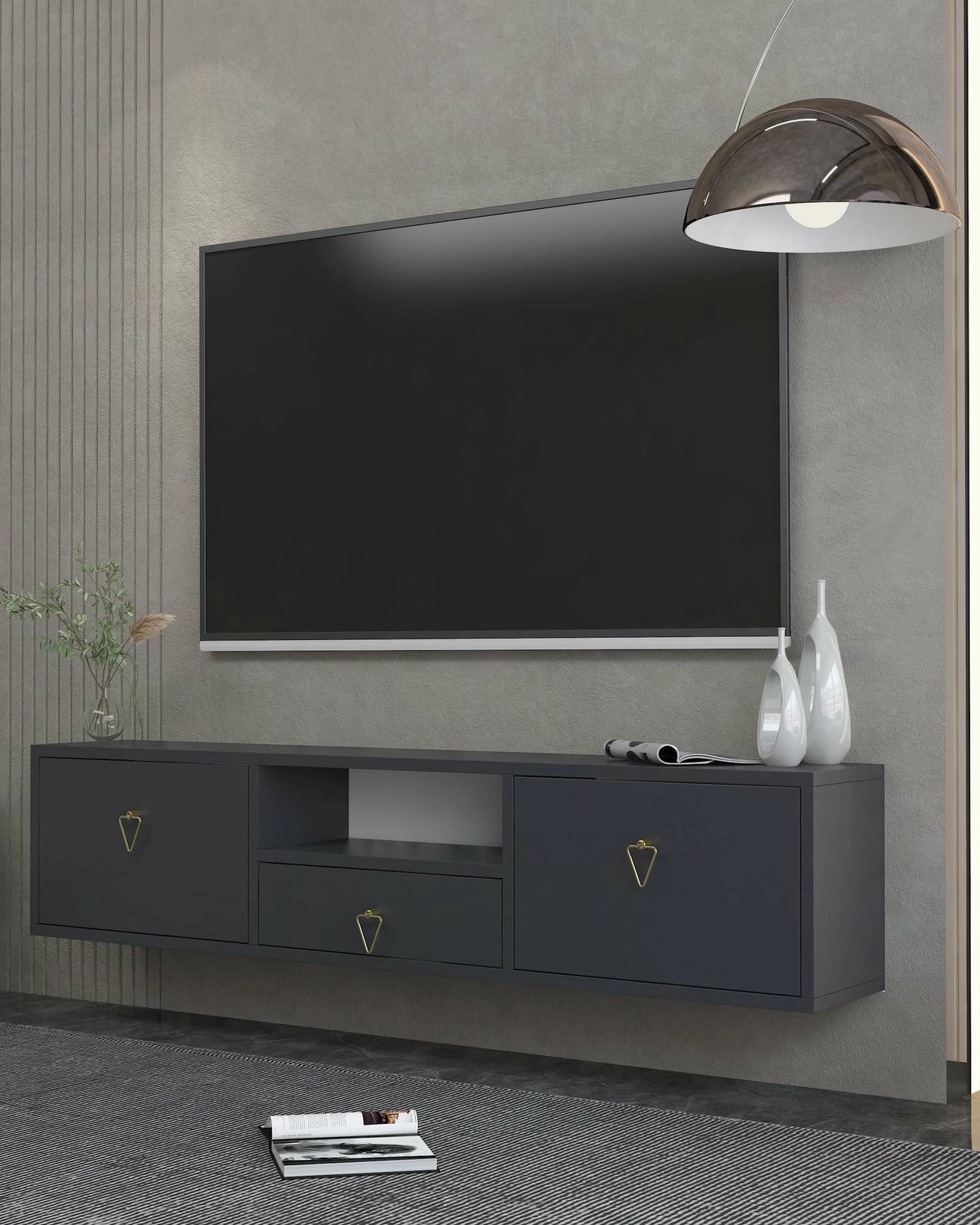 Komodë TV Skye Decor, anthracite, gold, 1303-DROP-1