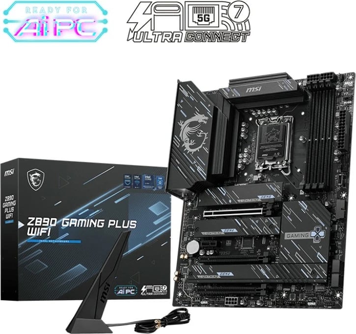 Pllakë amë MSI Z890 GAMING PLUS WIFI, ATX, LGA1851, DDR5, e zezë