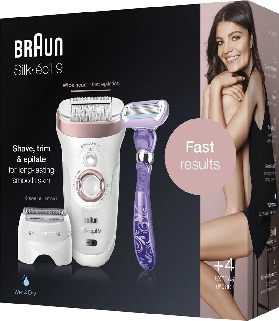 Epilator Braun Silk-épil 9 9-870, Rozë, Bardhë Epilator Braun Silk-épil 9 9-870, Rozë, Bardhë