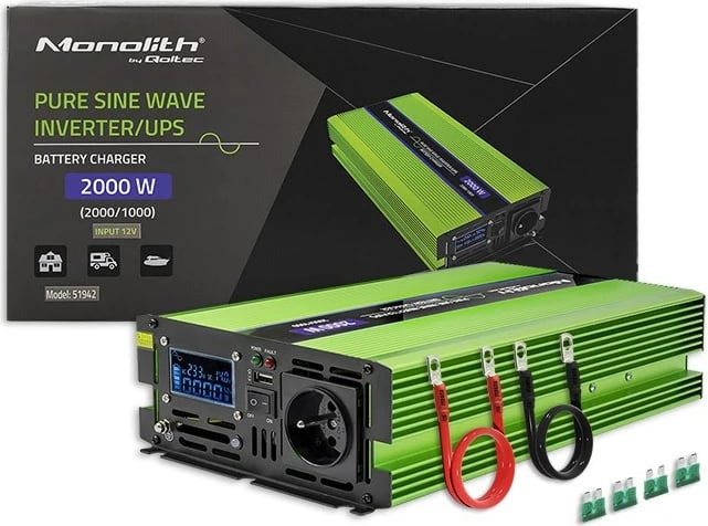 Inverter valë e pastër Qoltec Monolith 2000W, Jeshile