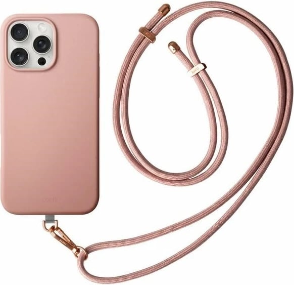 Mbështjellës UNIQ Coehl Creme Magnetic Charging për iPhone 16 Pro Max 6.9", me MagSafe, rozë, me rrip
