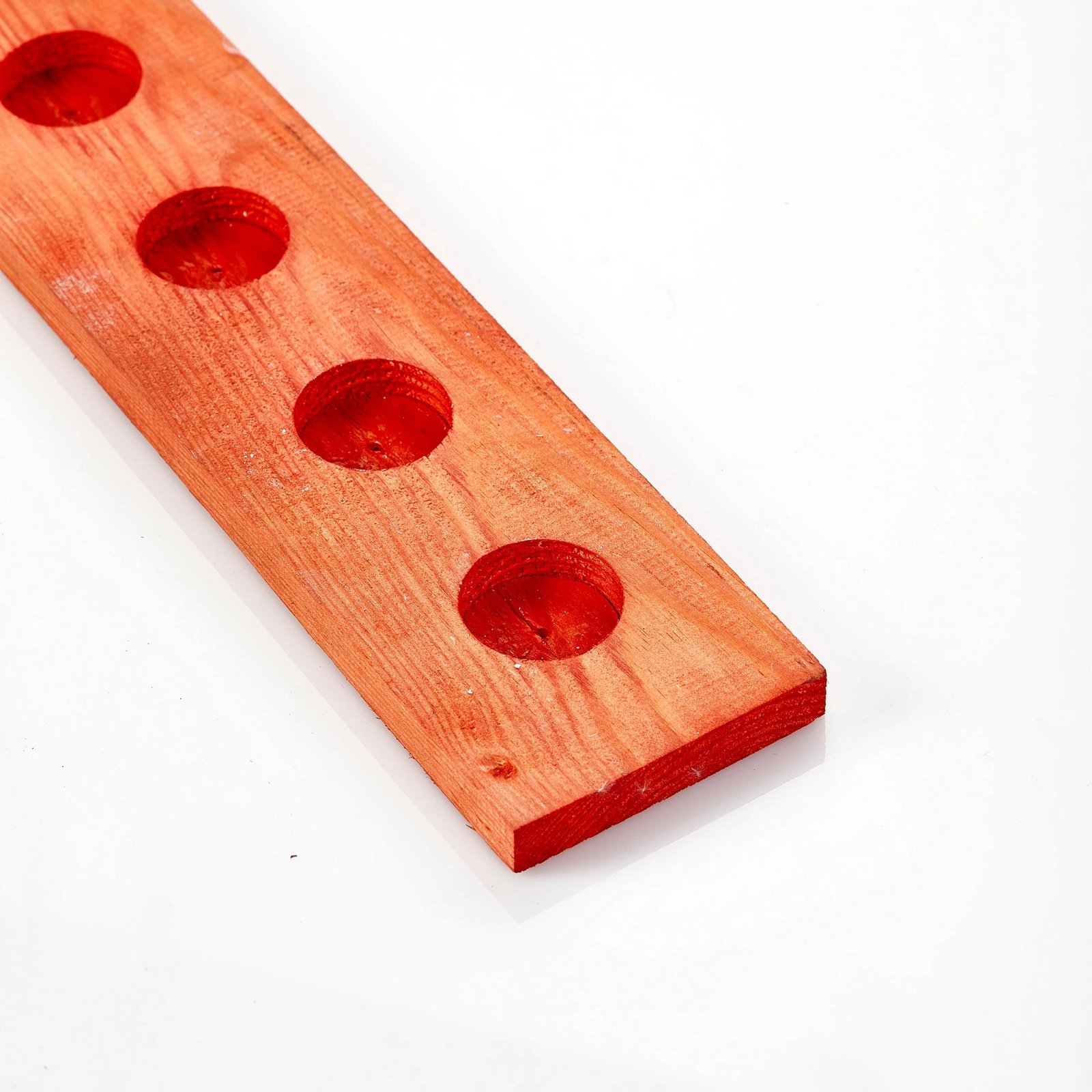 Mbajtës qirinjsh tealight prej druri, ngjyrë e kuqe, Aberto Design, 35x9cm
