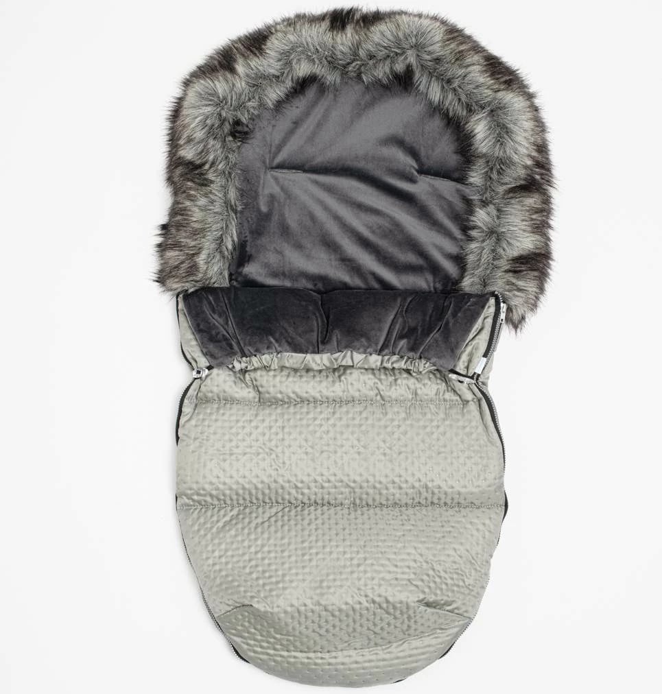 thes këmbësh për karrocë, New Baby, Lux Fleece, universal me vrima për rrip 5-pikësh, 49x95 cm, gri