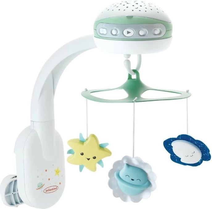 Karusel muzikor B-kids Infantino 3-në-1, projektor, plastikë, Blu/Gjelbër/E Bardhë/E Verdhe