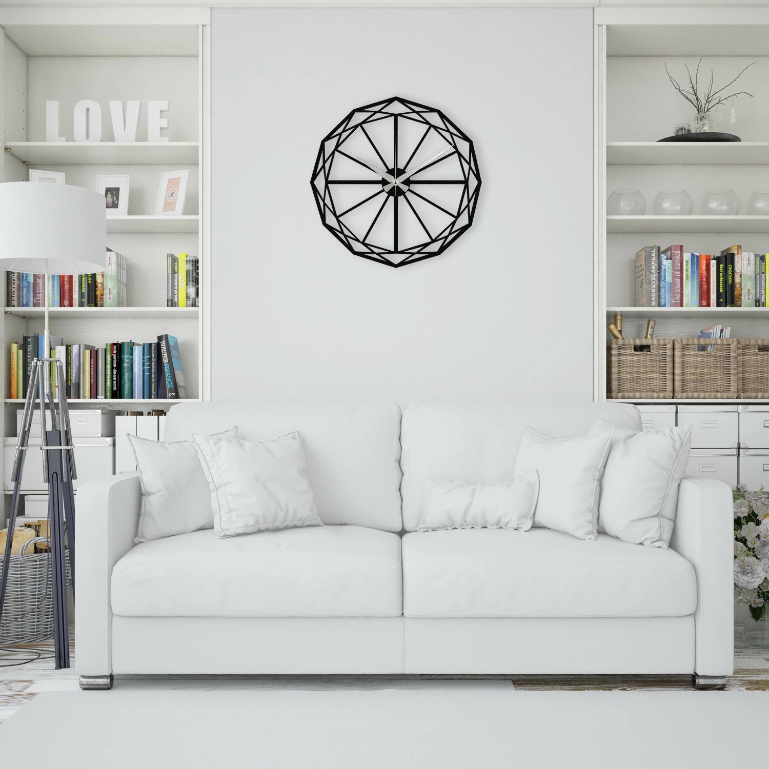 Orë muri dekorative prej metali, Wallity Enzoclock - S013, e zezë, 48x48cm