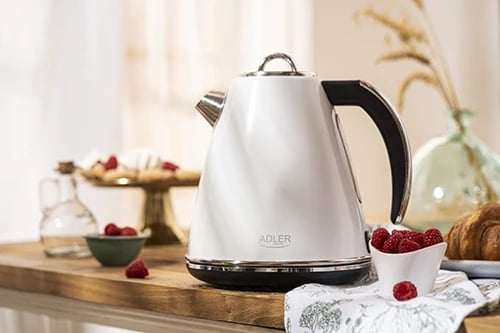 Zierës uji elektrik, Adler AD 1343, 1.5 L, 1850–2200W, element inoks i sheshtë, bazë 360°, sistem sigurie STRIX, e bardhë