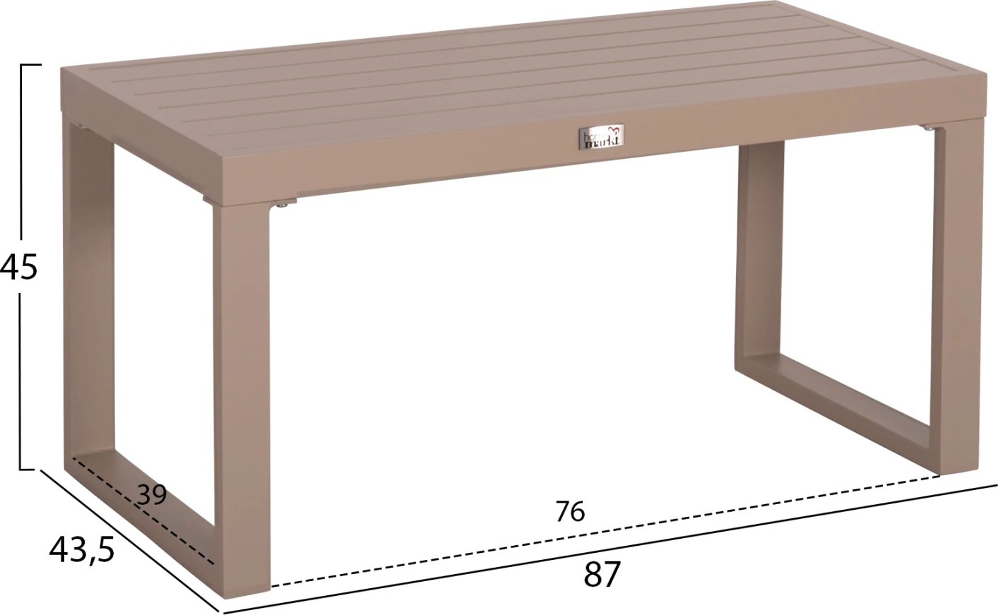 Tavolinë anësore për shezlong, alumin, ngjyrë kapuçino, SENTRY FH6275.04, 87x43.5x45cm