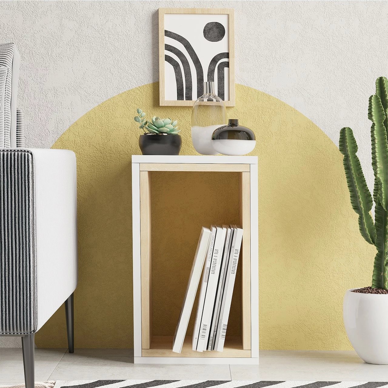 Tavolinë anësore Hanah Home, Nancy, ngjyrë lis safir dhe e bardhë