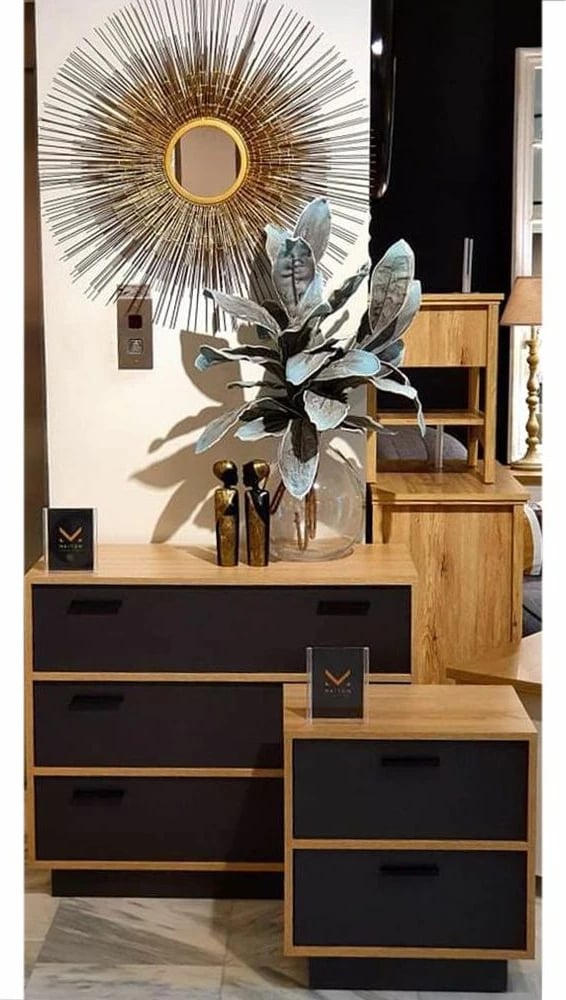 Komodë me 3 sirtarë, melaminë, sonoma-gri e errët, 90x45x78cm