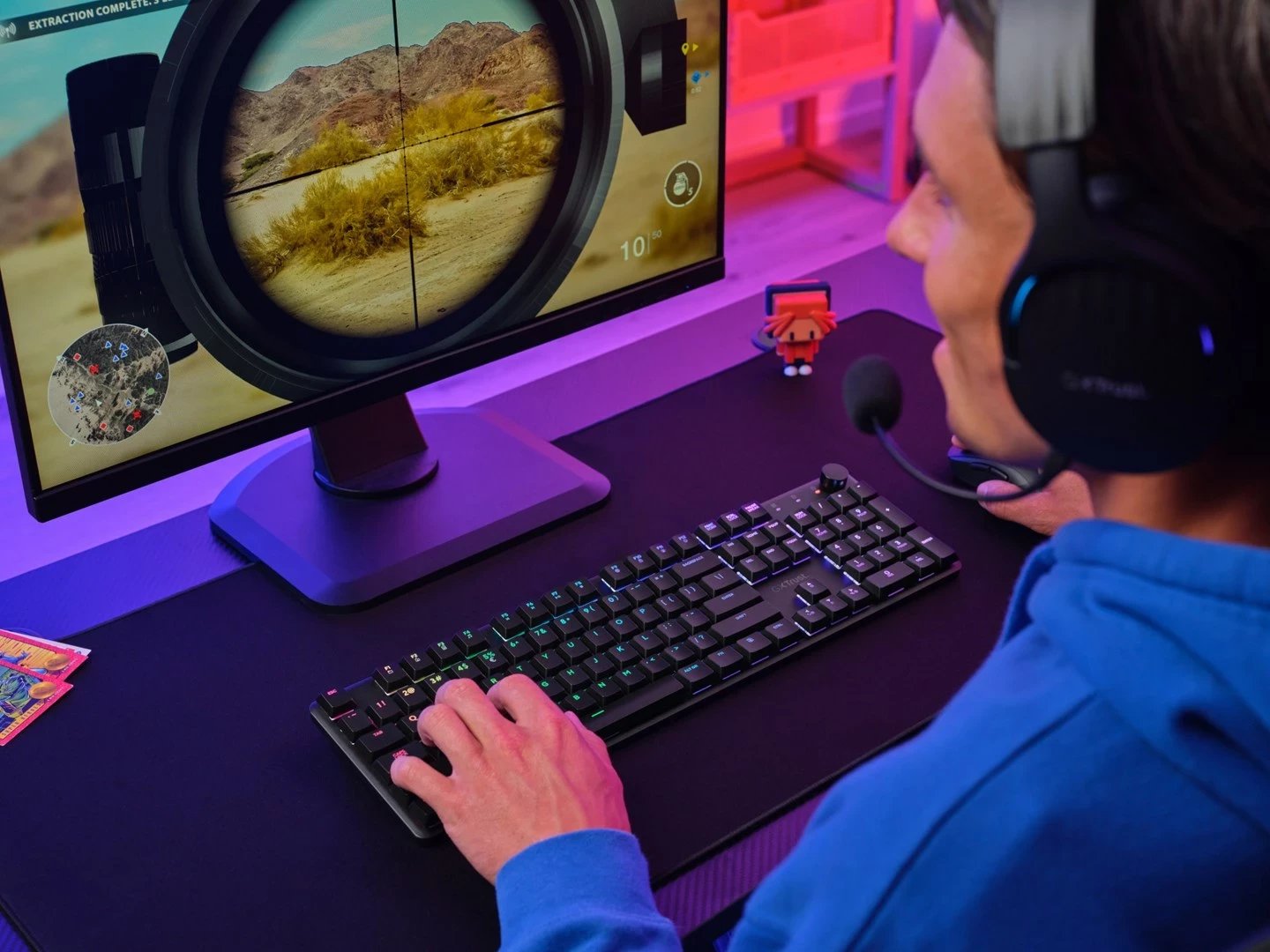Tastierë Trust GXT 868 Torix, Gaming, USB + RF Wireless + Bluetooth, QWERTY, US English, E zezë
