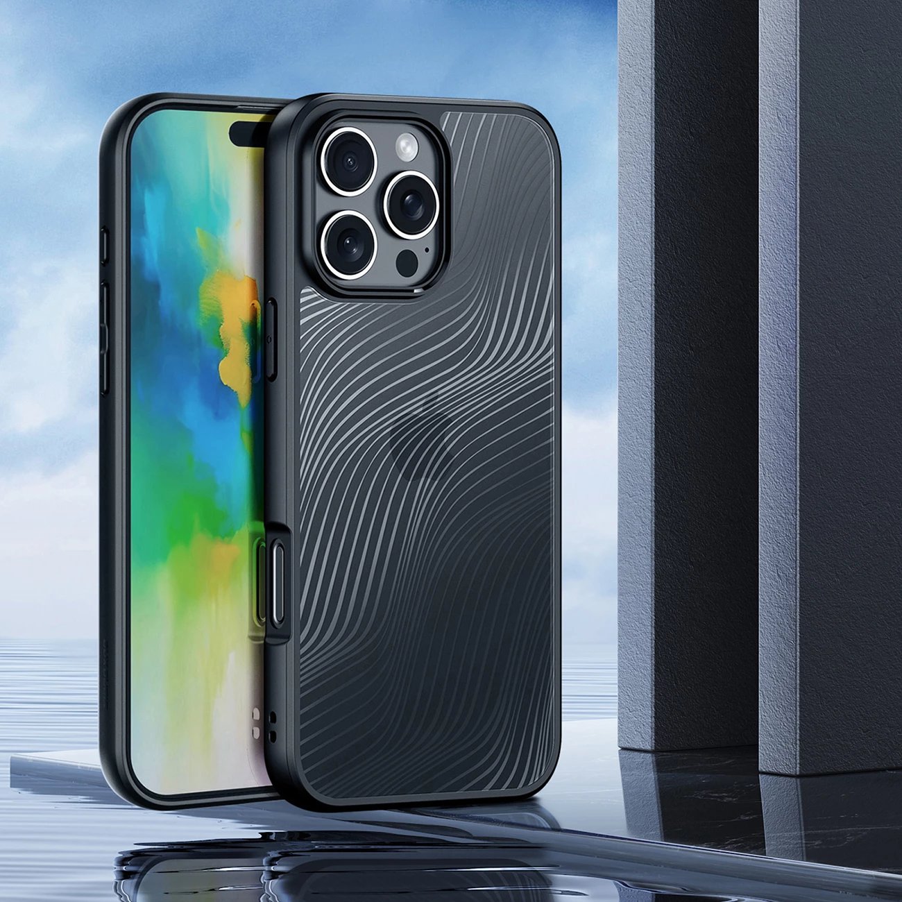 Mbështjellës Dux Ducis Aimo për iPhone 16 Pro Max, i zi