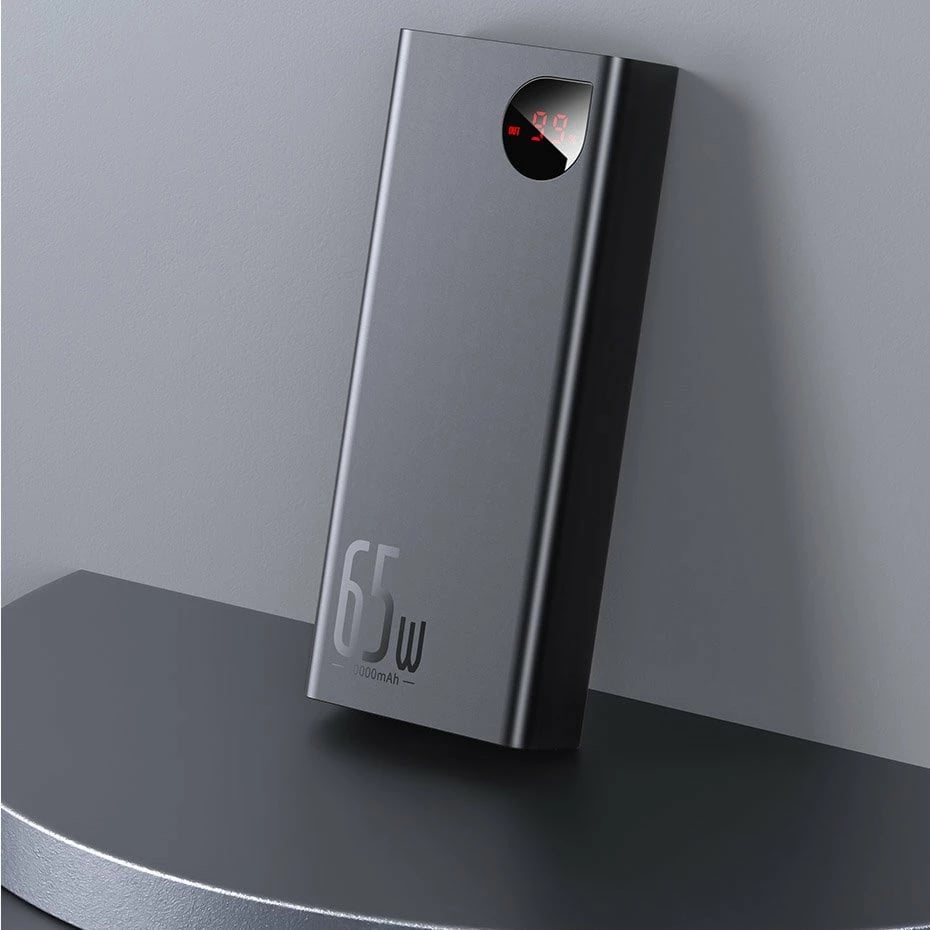 Powerbank Baseus Adaman PPIMDA-D01, 20000mAh, 65W, 2x USB-A, 1x USB-C, Ekran LCD, e zezë
