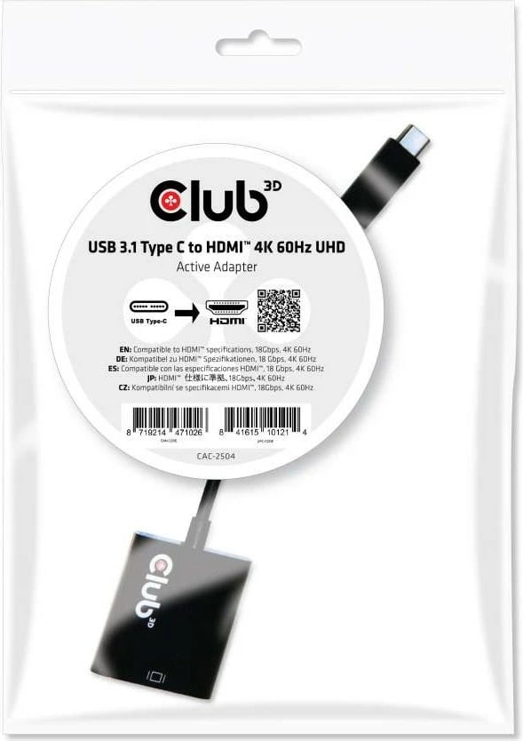 Adapter USB-C Club3D HDMI 2.0 UHD HDR, 0.15m, i zi