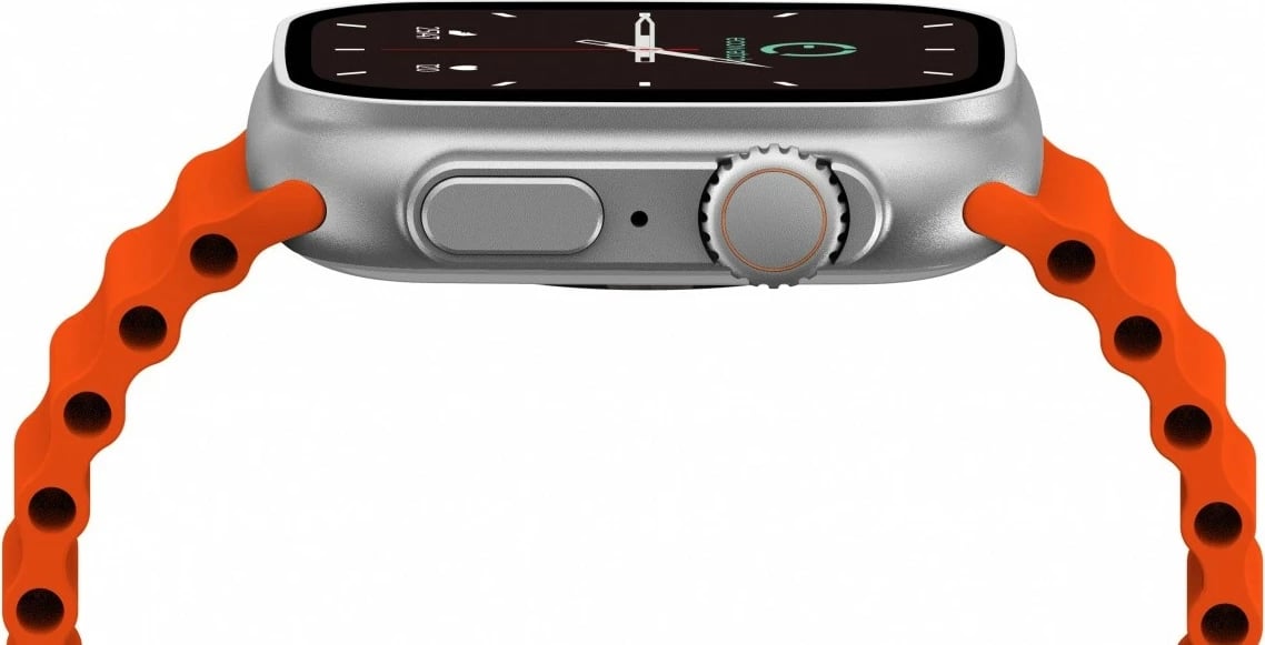 Smartwatch EcoWatch EW02, 1.91 inç, Bluetooth, Argjendtë me paskë portokalli, Set me 2 paskë