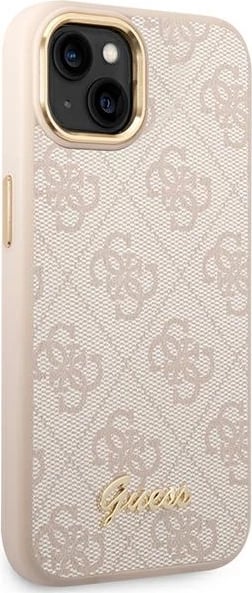 Mbështjellës Guess 4G Vintage Gold Logo për iPhone 14, Rozë